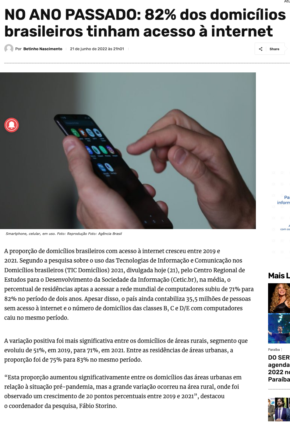 Acesso à internet é exclusivo no celular para 59% no Brasil
