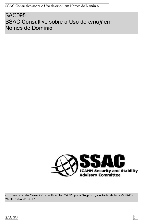 SAC095 SSAC Consultivo sobre o Uso de emoji em Nomes de Domínio