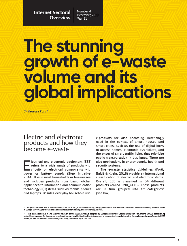 Year XI - N. 4 - The stunning growth of e-waste volume and its global implications