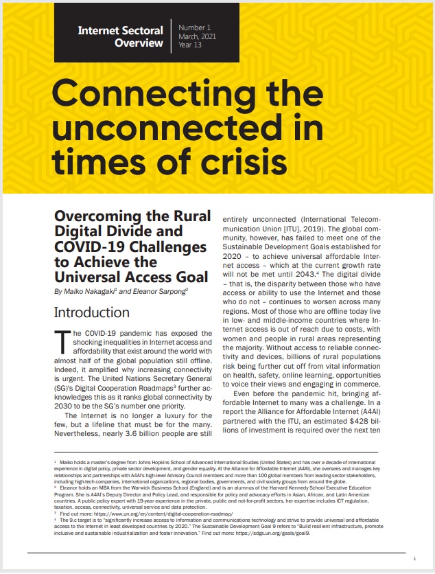 Year XIII - N. 1 - Connecting the unconnected in times of crisis
